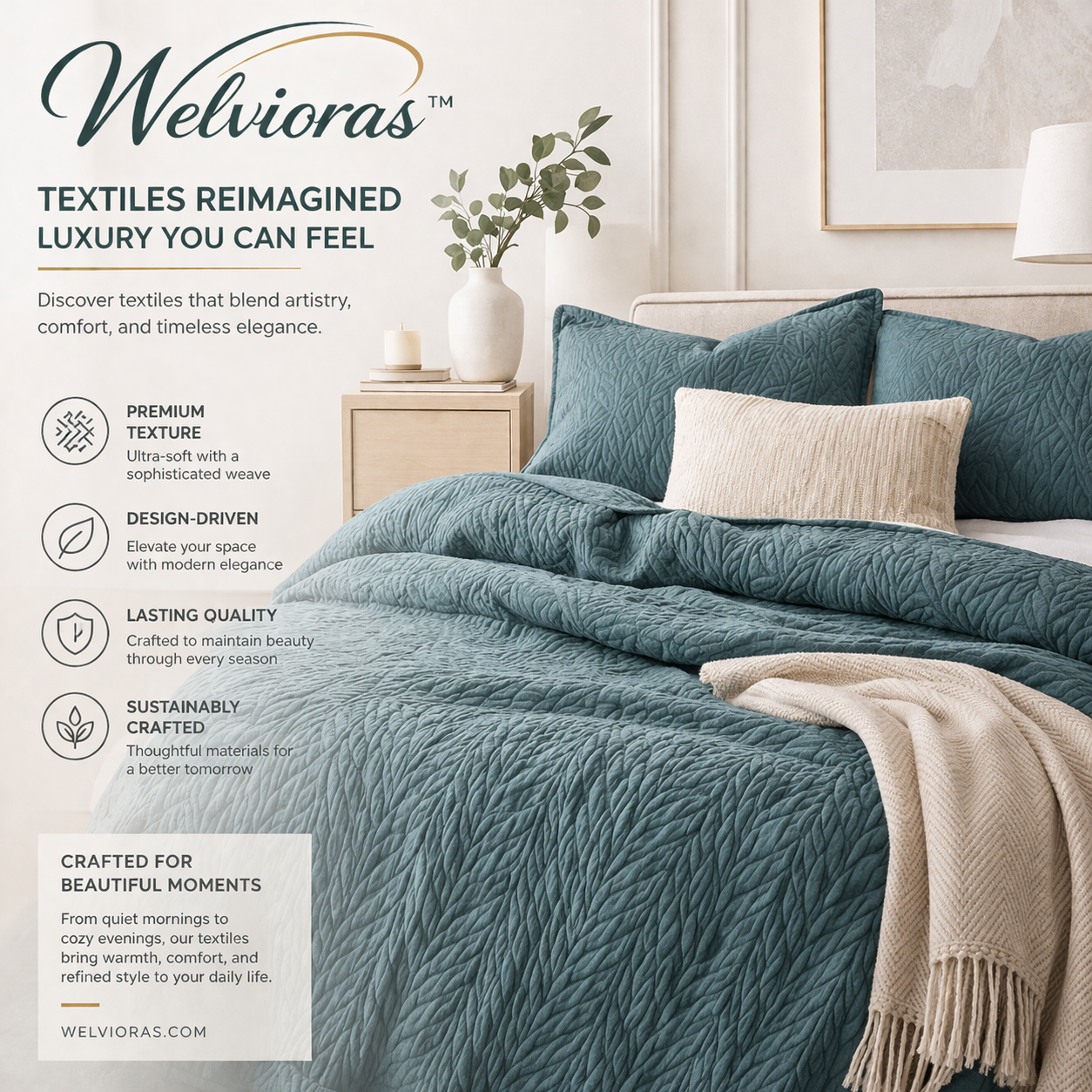 Welvioras™ Luxe Quilted Bedspread