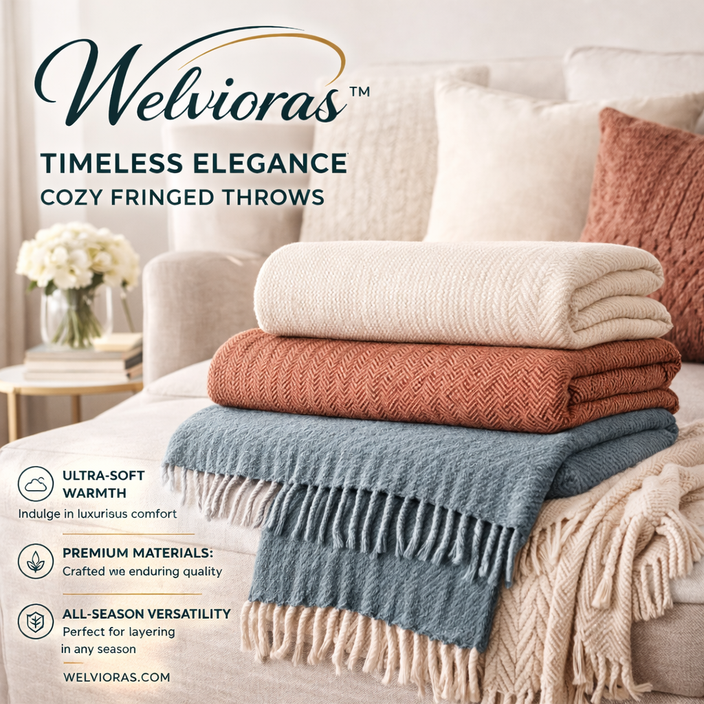 Welvioras™ Cozy Fringe Throw Blanket Set